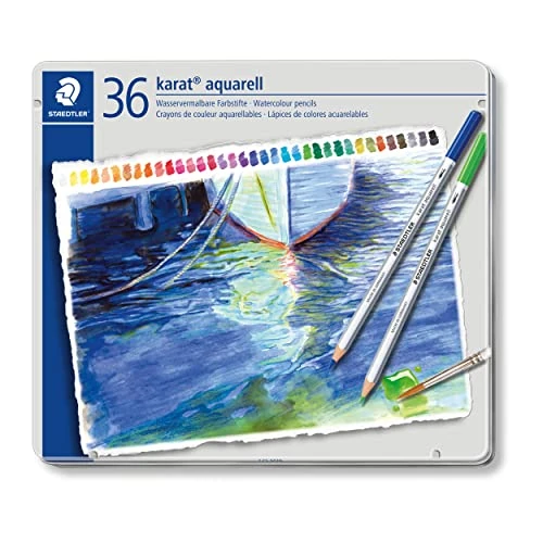 Offre limitee: Staedtler Karat Aquarell, Crayons de couleur aquarellables de qualité professionnelle, Grande miscibilité des couleurs, Boîte métal de 36 crayons assortis, 125 M36 de 52.99 EUR a 40.00 EUR (economie 25%)