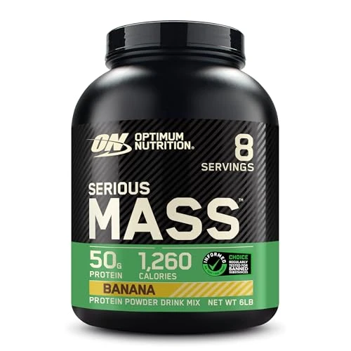 Optimum Nutrition Serious Mass Gainer en Poudre, Goût Banane, 2.73kg, 8 Doses