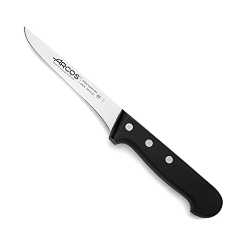 Oferta ograniczona: Arcos Nóż do odkostniania 5 cali z ostrzem ze stali nierdzewnej Nitrum 130 mm, profesjonalny nóż do cięcia kości mięsa, ergonomiczny uchwyt polipropylenowy, seria uniwersalna, kolor czarny z 85.00 PLN na 85.00 PLN (zniżka 0%)