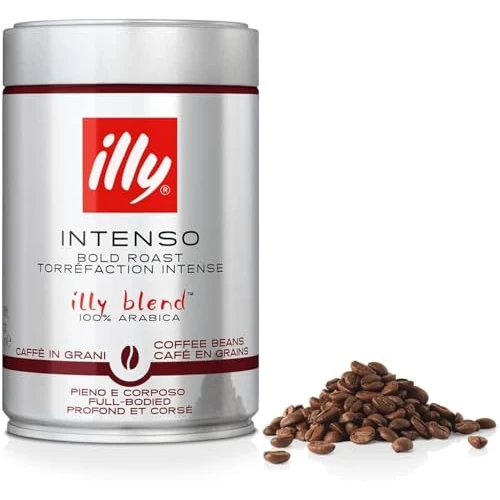Offerta a tempo: illy, Caffè in Grani da Macinare INTENSO, 100% Arabica con Note di Cacao e Frutta Secca, Retrogusto Pieno e Corposo, 1 Barattolo da 250g - 25% da 8.89 € a 6.67 €
