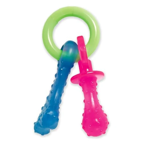 Offerta a tempo: Nylabone | Masticabile per la dentizione dei Cuccioli Puppy Teething Chew | A Forma di Ciuccio | Gusto Bacon | per Cani di Taglia Molto Piccola/Cuccioli (Fino a 7 kg) | Mascelle Delicate/dentizione - 26% da 13.71 € a 10.08 €