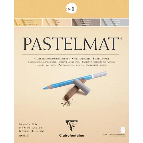 Limited-time offer: Clairefontaine - Ref 96017C - Pastelmat Pastel Card Pad No.1 (12 Sheets) - 360gsm Card - 24 x 30cm - Assorted Colours - Specially Formulated For Use With Pastels from 29.69 GBP to 29.69 GBP (save 0%)