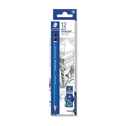 Offerta a tempo: Staedtler Mars Lumograph Matita in Grafite da Disegno Scatola da 12 Pezzi, Blu, 4B - 35% da 22.65 € a 14.71 €
