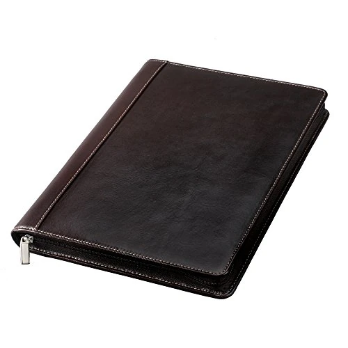 Limitiertes Angebot: ALASSIO 30054 Schreibmappe MONACO, Tagungsmappe im DIN A4 Format, Businessmappe aus planzlich gegerbtem Leder, Reißverschlussmappe, 6 Visitenkartenfächer, dunkelbraun, antik, ca. 33 x 25 x 3,5 cm von 77.83 EUR auf 64.92 EUR (Spare 17%)