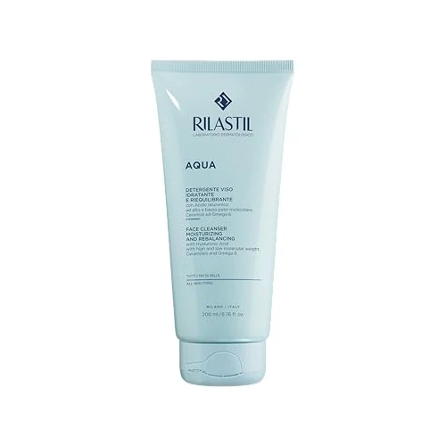 Rilastil Aqua - Limpiador Facial Suave y Cremoso con Acción Hidratante, Reequilibrante y Emoliente para Todo Tipo de Pieles - 200 ml