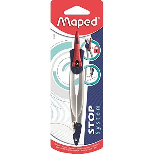 Offerta a tempo: Compasso Maped - Compasso con sistema di arresto Maped - Sistema di bloccaggio brevettato - Disegno perfetto - Compasso a mina con protezione di sicurezza per punta e mina - Grigio - 39% da 5.90 € a 3.60 €
