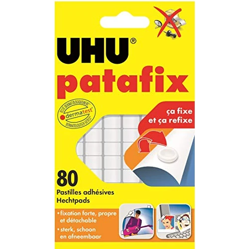 Offre limitee: UHU Patafix blanche - pastilles adhésives prédécoupées, pâte à fixer, repositionnables, blanche, 80 pastilles de 4.99 EUR a 2.85 EUR (economie 43%)
