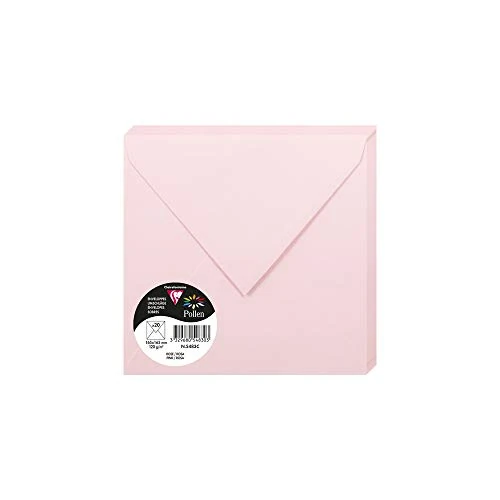 Limited offer: Clairefontaine 5483C Pack of 20 Gummed Envelopes Square Format 16.5x16.5cm 120g/m² Pink Invitation Events and Correspondence Pollen Range Premium Smooth Paper from 5.55 EUR to 5.55 EUR (save 0%)