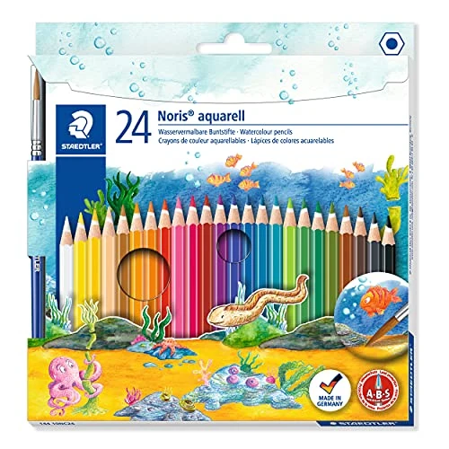 Limited-time offer: STAEDTLER 144 10NC24 Noris Aquarell Watercolour Pencils - Assorted Colours (Pack of 24) from 12.65 £ to 4.91 £ (save 61%)