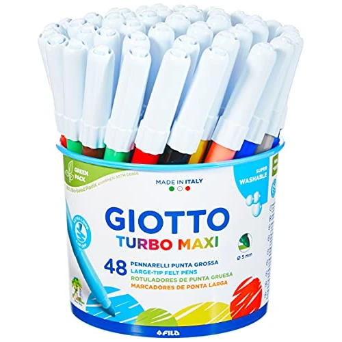 Offerta a tempo: GIOTTO Turbo Maxi - Barattolo Set 12X4 Pennarelli A Punta Larga — 31% da 20,30 € a 14,05 €