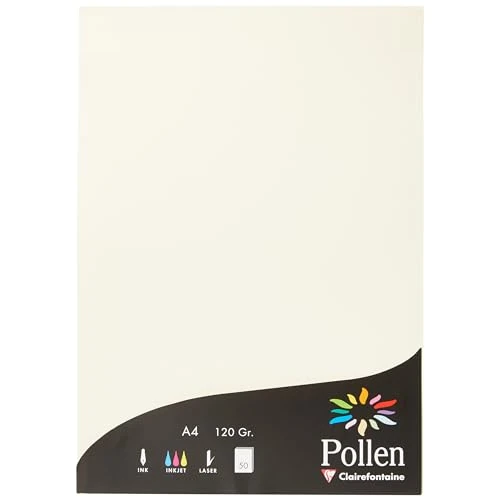 Beperkte aanbieding: Clairefontaine - Ref 4204C - Stuifmeel gekleurd papier (Pack van 50 vellen) - A4 (210 x 297mm), 120gsm papier, inkjet & laser printer compatibel, zuurvrij - crème van 9.50 EUR naar 9.50 EUR (besparing 0%)