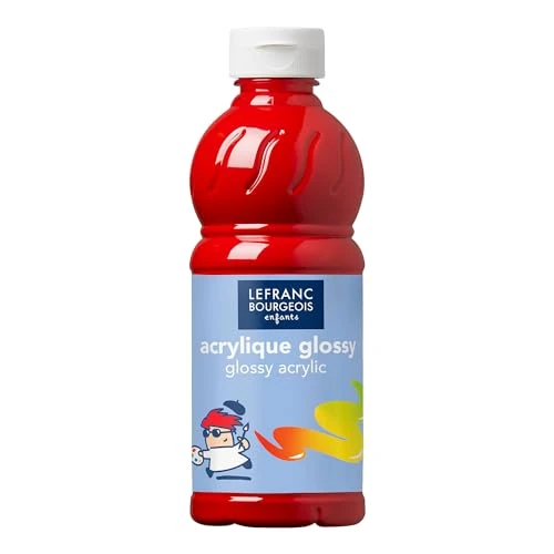 Lefranc Bourgeois - Acrylique liquide brillante Glossy pour enfants- 500ml Rouge Vif