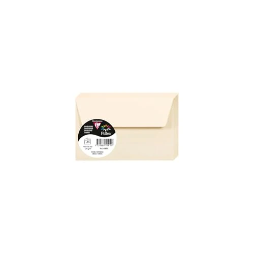 Offerta a tempo: Clairefontaine 5441C - Pacco da 20 Buste autoadesive - Formato 9x14cm - 120g/m² - Colore Avorio -Inviti Eventi e Corrispondenza - Gamma Pollen - Carta Premium Liscia - 0.00% da 11.66 € a 11.66 €