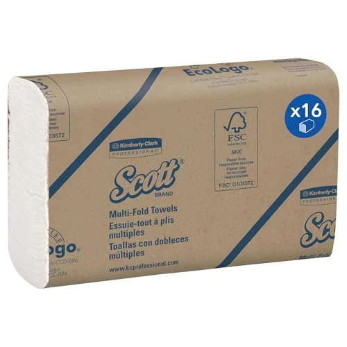 Limited offer: Scott Professional Universal Multifold Paper Towels, Bulk (01804), Absorbency Pockets, White, 9.2"x9.4" Towel, Compressed (250 Sheets/Pack, 16 Packs/Case, 4,000 Sheet Total) from 49.99 EUR to 43.49 EUR (save 13%)