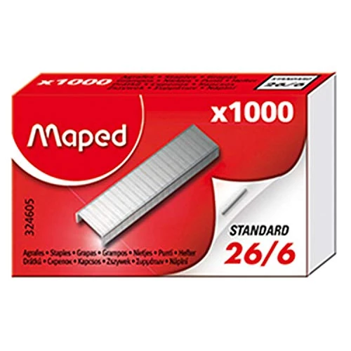 Oferta limitada: Grapas Maped 26/6, Caja Compacta con 1000 Unidades, Diseño Estándar para Grapadora, Acero Resistente para Oficina y Escuela, Compatible con la Mayoría de Grapadoras, Sujeción Firme y Precisa de 1.80 € a 1.80 € (ahorro 0.0%)