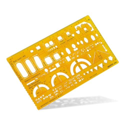 Aristo AR5060 Architectuur Combi Sjabloon 1 (1:50, symbolen voor basisscreatie, inkoppen, vormvaste PET-kunststof) oranje-transparant