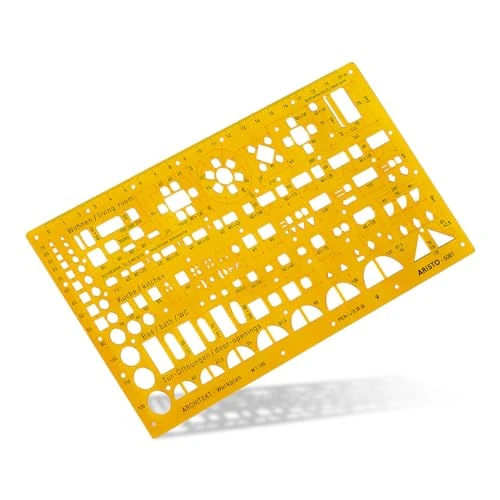 Offerta a tempo: Aristo - Maschera per arredi, scala 1:100, 225 x 125 mm, spessore: 1,2 mm, colore: Giallo trasparente - 0.00% da 23.46 € a 23.46 €
