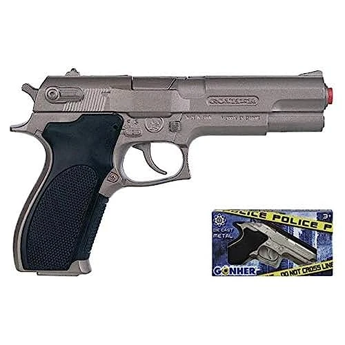 Gonher - Pistola delle Forze di Polizia a 8 Colpi, Colore Metallo (45/0) unisex