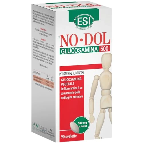 Tijdelijke aanbieding: ESI No-Dol Glucosamine 500, Voedingssupplement op basis van glucosamine, karakteriserend element van bindweefsel en kraakbeen, glutenvrij en veganistisch, 90 ovale van 24.90 EUR naar 14.74 EUR (korting 41%)