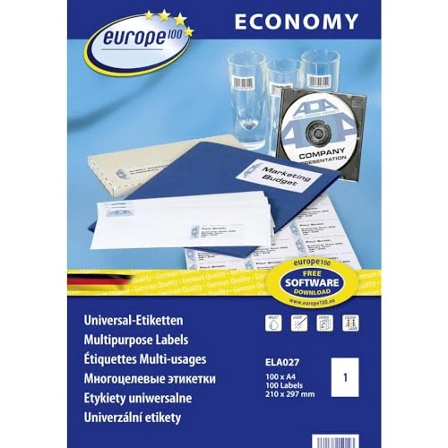 Offre limitée : Avery Zweckform ELA027 Lot de 100 feuilles d'1 étiquette universelle Premium 210 x 297 mm (Blanc) (Import Allemagne) de 11.87 € à 11.87 € (0.00% de remise)