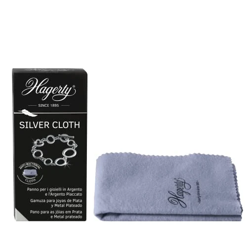 Hagerty Silver Cloth for silverware 36 x 30 cm | Impregnated chamois 100% cotton I Anti-tarnish cleaning I For jewelry and objects made of silver-plated