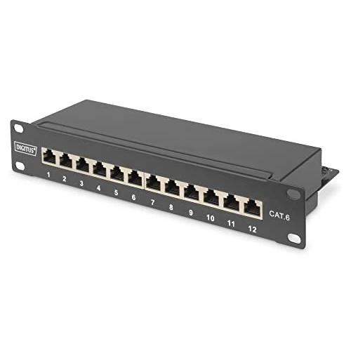 Limitiertes Angebot: DIGITUS Cat-6 Patchpanel - 12 Ports - RJ45-Buchsen - 10-Zoll Rack-Mount 1HE - LSA Verteilerfeld - Geschirmt - Schwarz von 32.49 EUR auf 23.55 EUR (Spare 28%)