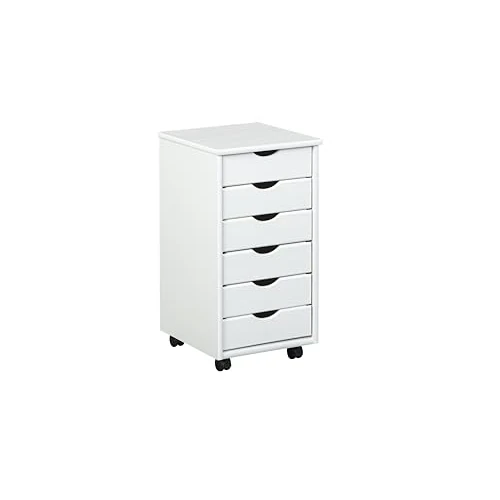 Offerta a tempo: Inter Link - Piedistallo mobile - Piedistallo mobile con 6 cassetti - Piedistallo per ufficio - Mobile - Carrello mobile - Cassettiera - Legno di pino massiccio - Laccato bianco - 35 x 40 x 65 cm - Simon — 45% da 109,99 € a 59,99 €
