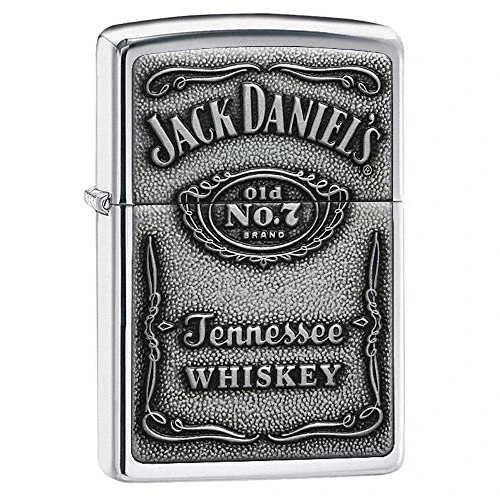 Zippo Feuerzeug 60001209 Jack Daniel's Label Benzinfeuerzeug, Messing, high Polish Chrome, 1 x 3,5 x 5,5 cm, 250JD.427