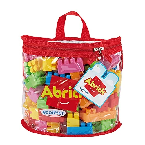 Jouets Ecoiffier - 846 - Sac demi-lune et ses briques à empiler Abrick – Jeu de construction pour enfants – 100 pièces – Dès 18 mois – Fabriqué en France