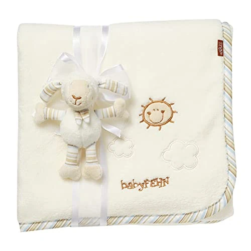 Fehn 396089 Pecorella, morbida coperta per le coccole, per neonati e bambini dai 0 mesi in su, per le coccole, come cuscino per gattonare o piumino, dimensioni: 100 x 75 cm