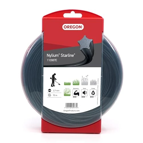 Offre limitée : Fil de débroussailleuse Oregon Nylon Étoile 2.7mm, Coupe herbes hautes, mauvaises herbes, végétation dense, Fil nylon haute résistance, compatible avec modèles standards, 2.7mm x 70m (110987E) de 30.90 EUR à 21.01 EUR (remise 32%)