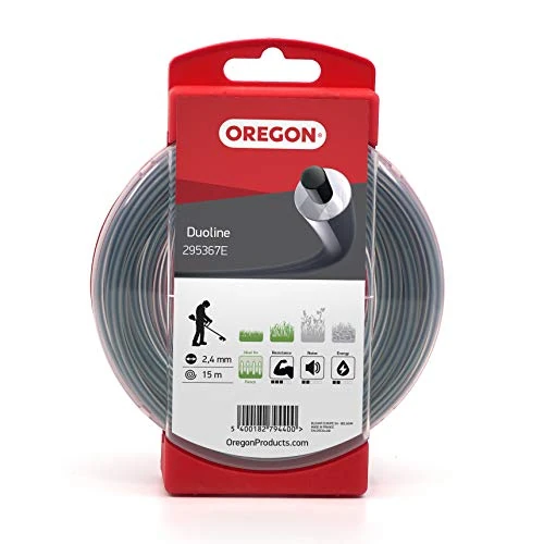 Oregon Doppio materiale Filo da Taglio Rotondo per Decespugliatore, Tosaerba e Tagliabordi in Nylon Robusto e Flessibile, Adatto alla maggior parte delle marche, 2,4 mm x 15 m (295367E)
