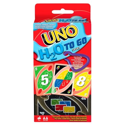 Limited offer: Mattel Games UNO H20 to GO, water resistant cards game, to take to the beach and to snow holidays, extra durable 108 cards, ages +7, P1703 from 13.48 EUR to 13.48 EUR (save 0%)