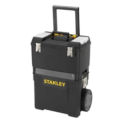 STANLEY Mobile Work Centre Toolbox, taller rodante 2 en 1 con unidades apilables y caja de herramientas extraíble, 1-93-968