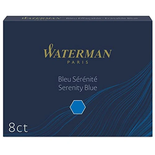 Offre limitée : Waterman cartouches d’encre pour stylo plume | format long « standard » | couleur Bleu Sérénité | boîte de 8 de 6.35 € à 6.14 € (3% de remise)