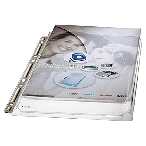 Leitz Buste perforate in plastica Premium, Formato A4, Espandibili, Alta capacità fino a 200 fogli, Apertura superiore, PVC 170 micron, Banda in metallo super resistente, Confezione da 3, 47553003