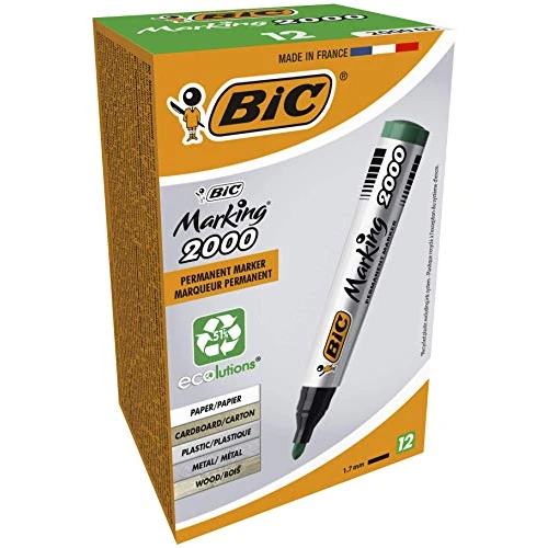 BIC Marking 2000 Ecolutions - Caja de 12 marcadores permanentes, 12, color verde