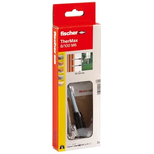 Offerta a tempo: Fischer Thermax 8/100 M6 Kit 2 pz Tasselli per Fissaggio su Cappotto Isolante Max 100 mm - 37% da 21.89 € a 13.90 €