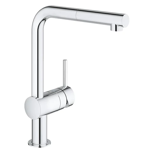 GROHE Robinet évier de cuisine Minta, Mitigeur cuisine monocommande, Robinet avec douchette extractible, Installation rapide, Chromé, 32168000 (Import Allemagne)