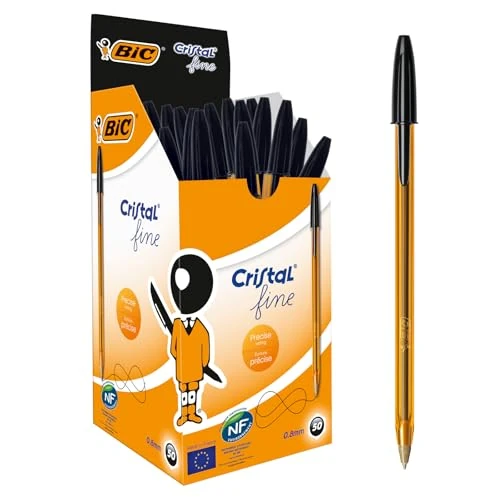 Limited-time offer: BIC Cristal Original, Ballpoint Pens, Every-Day Biro Pens with Fine Point (0.8 mm), Ideal for School and Office, Black, Pack of 50 from 11.87 £ to 11.87 £ (save 0.00%)