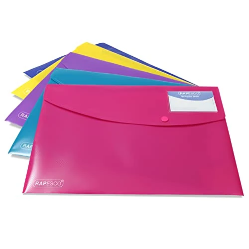 Offerta a tempo: Rapesco 0701 ECO Busta Portadocumenti con Tasca ID e Bottone, Materiale Riciclato, A4, Colori Assortiti, Confezione da 5 - 0.00% da 17.08 € a 17.08 €
