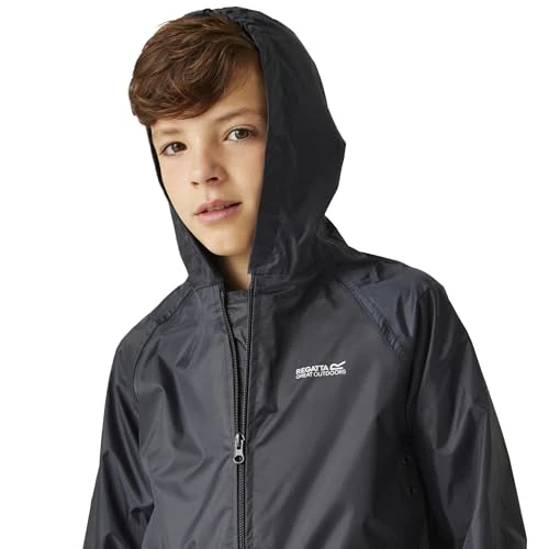 Regatta Chaqueta para niños Stormbreak con costuras selladas impermeables y con capucha Jackets Waterproof Shell, Unisex niños, Navy, 7-8