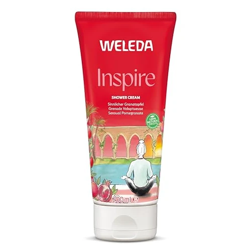 WELEDA - Inspire Crème de Douche Grenade Voluptueuse - 200ml - Nettoie la peau en douceur - Base lavante végétale biodégradable, douce pour la peau et l'environnement - NATRUE - 200 ml