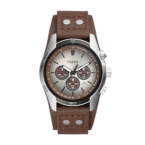 Offre limitée : Fossil Montre pour Hommes Coachman, Mouvement chronographe à Quartz, boîtier en Acier Inoxydable de 45 mm avec Bracelet en Cuir véritable, CH2565 de 95.77 € à 79.79 € (17% de remise)