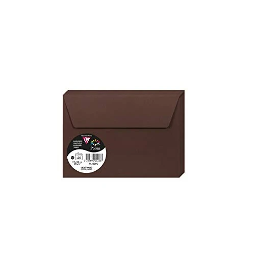 Clairefontaine 5236C - Paquet de 20 Enveloppes Auto-Adhésives - Format C6 11,4x16,2cm - 120g/m² - Coloris Cacao - Invitation Evènements et Correspondance - Gamme Pollen - Papier Premium Lisse