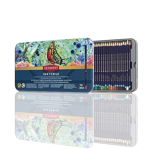 Offerta a tempo: Derwent Inktense Scatola in Metallo da 36 Matite Acquerellabili Permanenti con Anima da 4 mm, Solubili in Acqua, Adatte per Colorare e Dipingere, 2301842 - 5% da 65.69 € a 62.41 €