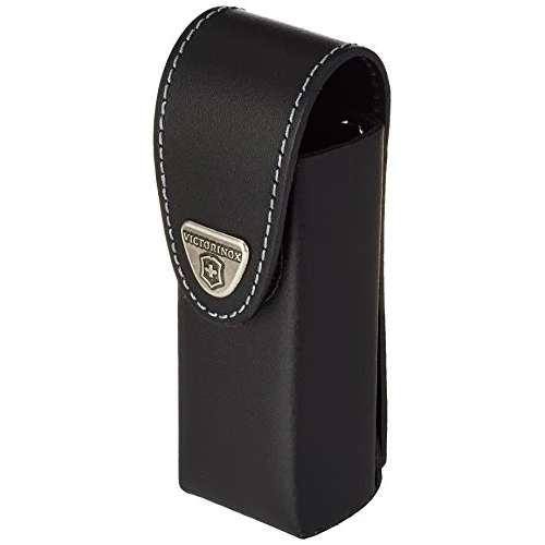 Victorinox Taschenmesser-Zubehör Gürteletui, Leder, mit Klettverschluss, Aufbewahrung für grosse Taschenmesser, Schwarz
