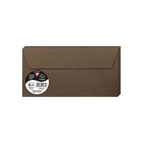 Clairefontaine 5875C - Packung mit 20 Umschläge Pollen, Format DL, 110 x 220 mm, 120g, ideal für Ihre Einladungen und Korrespondenz, Braun, 1 Pack