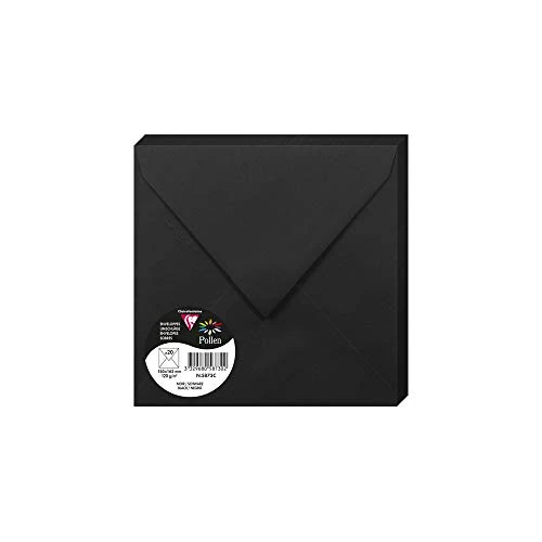 Clairefontaine 50023 C Pack de 20 sobres 16, 50 x 16, 50 x 0, 10 cm, color negro 16, 50 x 16, 50 x 0, 10