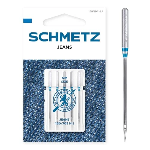 SCHMETZ | 5 Aghi per macchine da cucire | Jeans | 130/705 H-J | Spessore 110/18 | Adatto per cucire jeans e tessuti simili